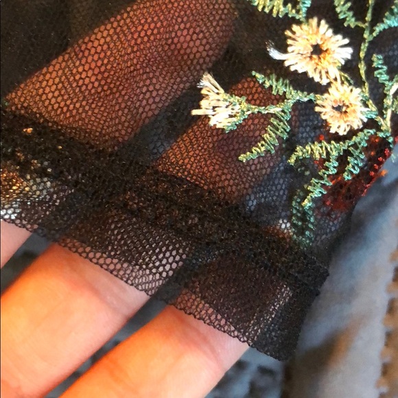 Express sheer floral long sleeve top - Picture 5 of 5